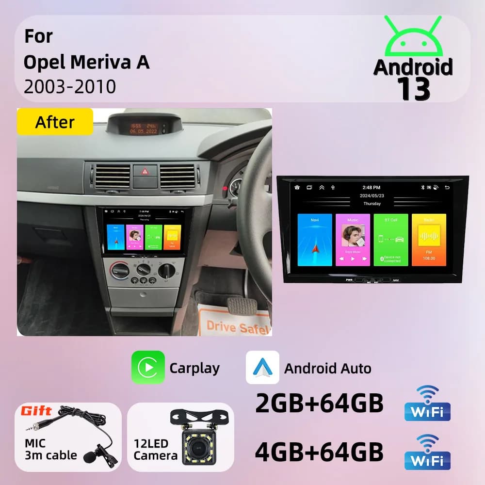 2 Din Android Radio For Opel Meriva A 2003-2010 Carplay Autoradio GPS WIFI Auto Car Multimedia 8" Screen Stereo