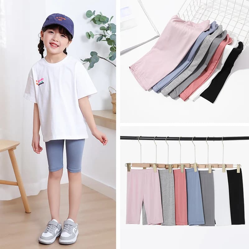 Primavera Estate Pantaloni a cinque punte per bambine Pantaloncini color caramella al ginocchio Leggings per bambini in morbido cotone Capris