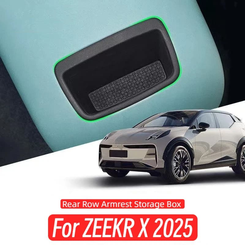 Per ZEEKR X 2025: Scatola portaoggetti per bracciolo posteriore console centrale, organizer vassoio centrale, accessori interni auto in silicone per l'organizzazione