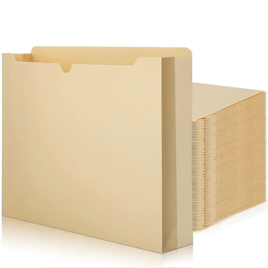 100 pezzi di giacche di file cartelle tascabili con linguetta a taglio dritto rinforzato cartella di file espandibile organizer di carta espandibile con linguette di espansione