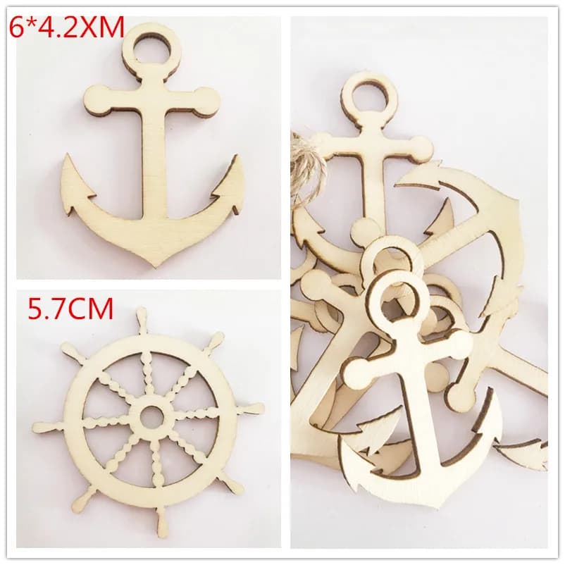 10PCS decorazioni di ancoraggio in legno non finite misure appendini di ancoraggio arrangiamenti superiori della barca in legno