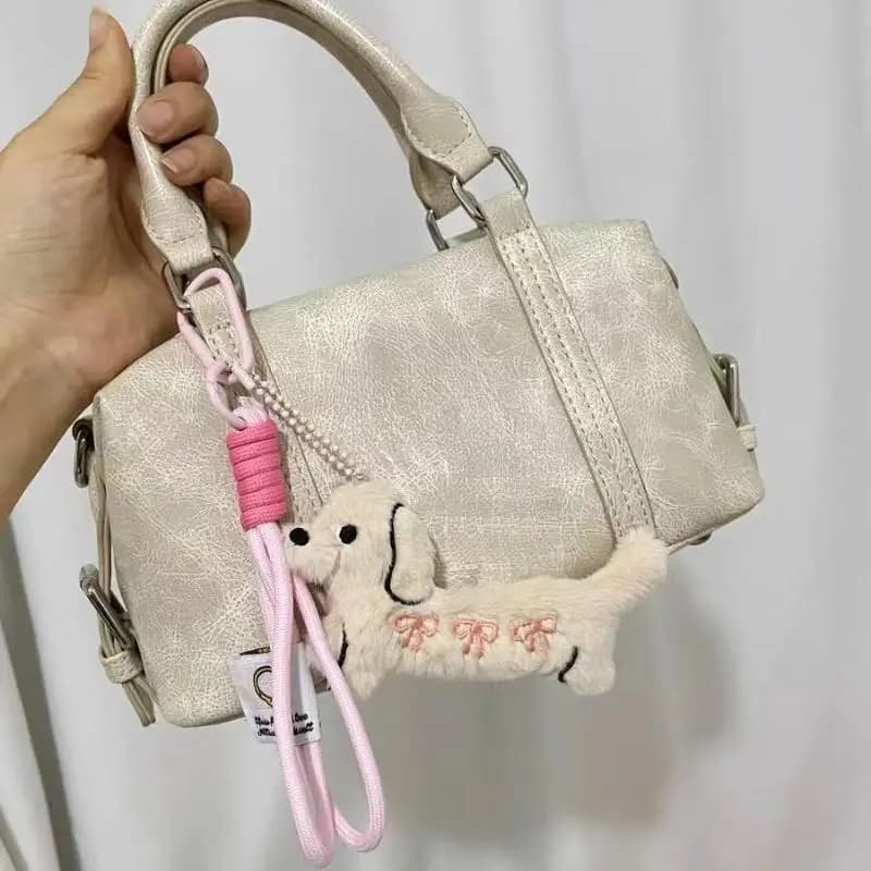 Portachiavi in peluche a forma di cane Bassotto, ciondolo per borsa, decorazione regalo, simpatico portachiavi a forma di cucciolo