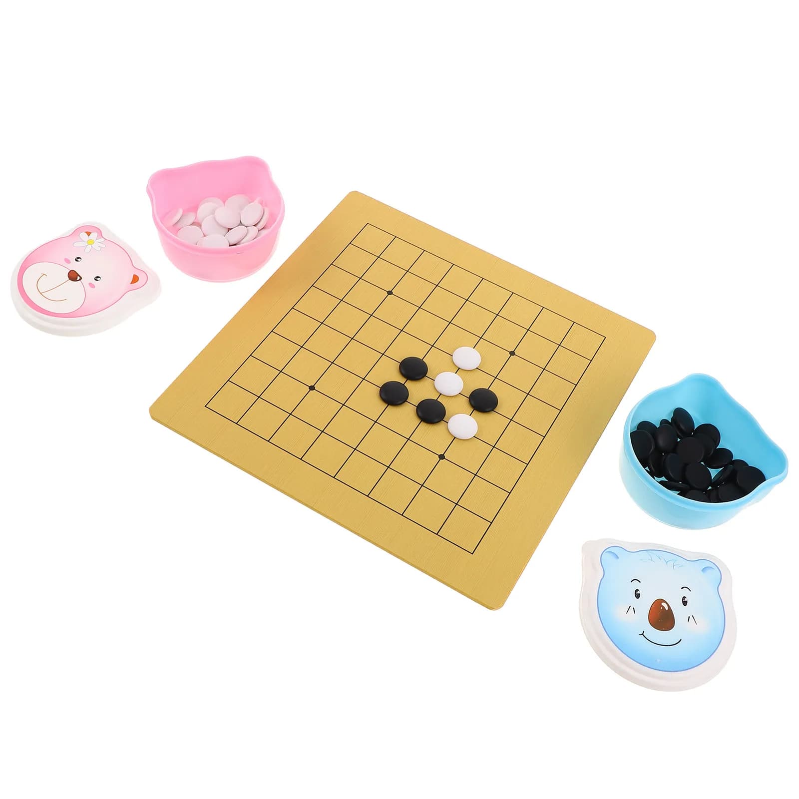 2 Set di Scacchi Go per Bambini, Tavola Portatile Bifacciale Weiqi con Pietre in Plastica, Set Unico per Giochi di Logica Familiari