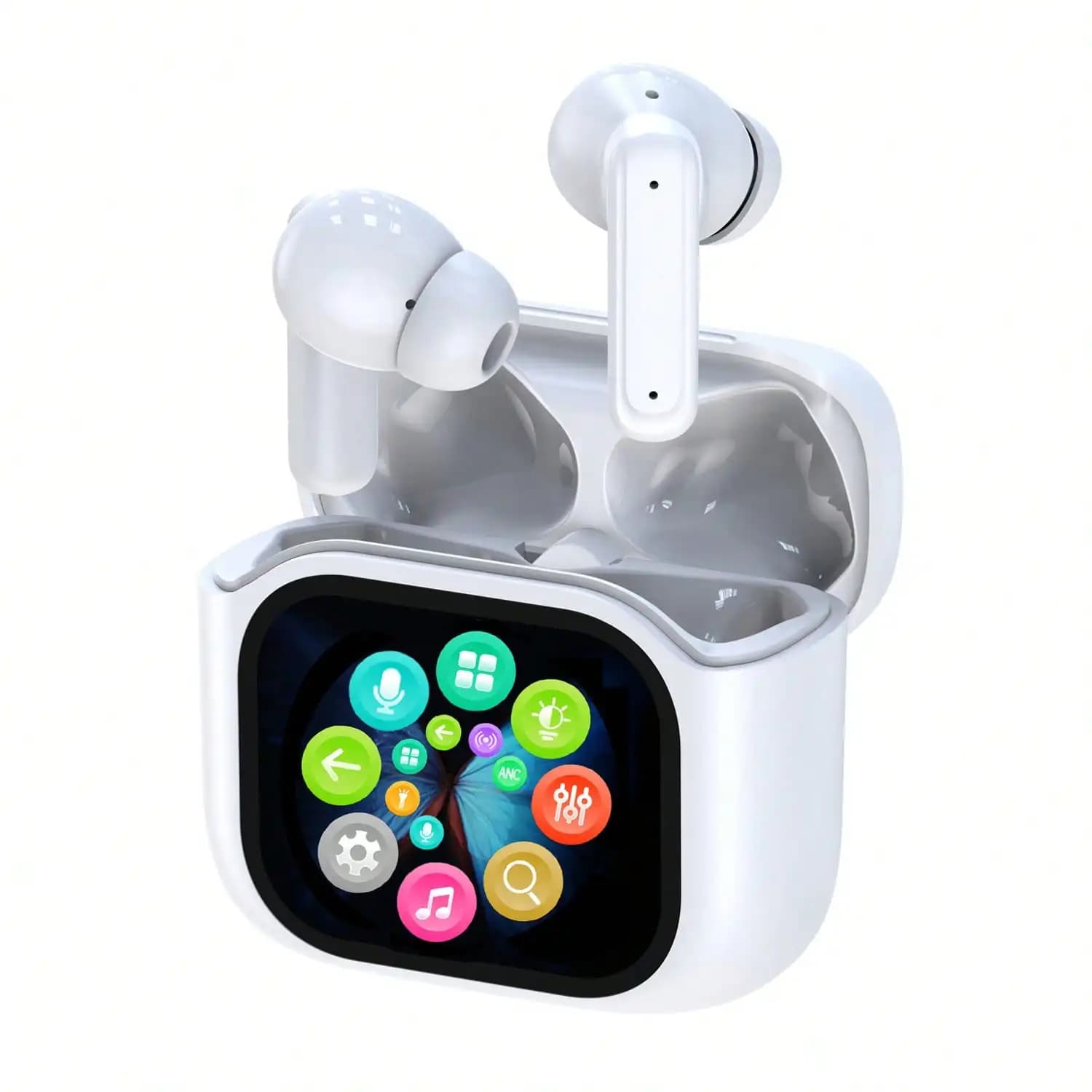 Auricolari wireless HITOZON con custodia di ricarica con controllo touch, auricolari stereo con microfono, cuffie in-ear con bassi e cancellazione del rumore, compatibili con smartphone, computer, laptop, sport