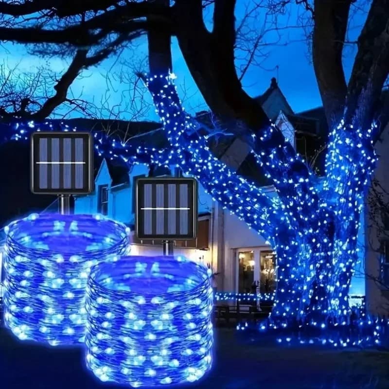 Luci a LED a filo di rame per decorazioni estive, matrimoni, giardini, casa, illuminazione esterna, patio, lampada solare a ghirlanda