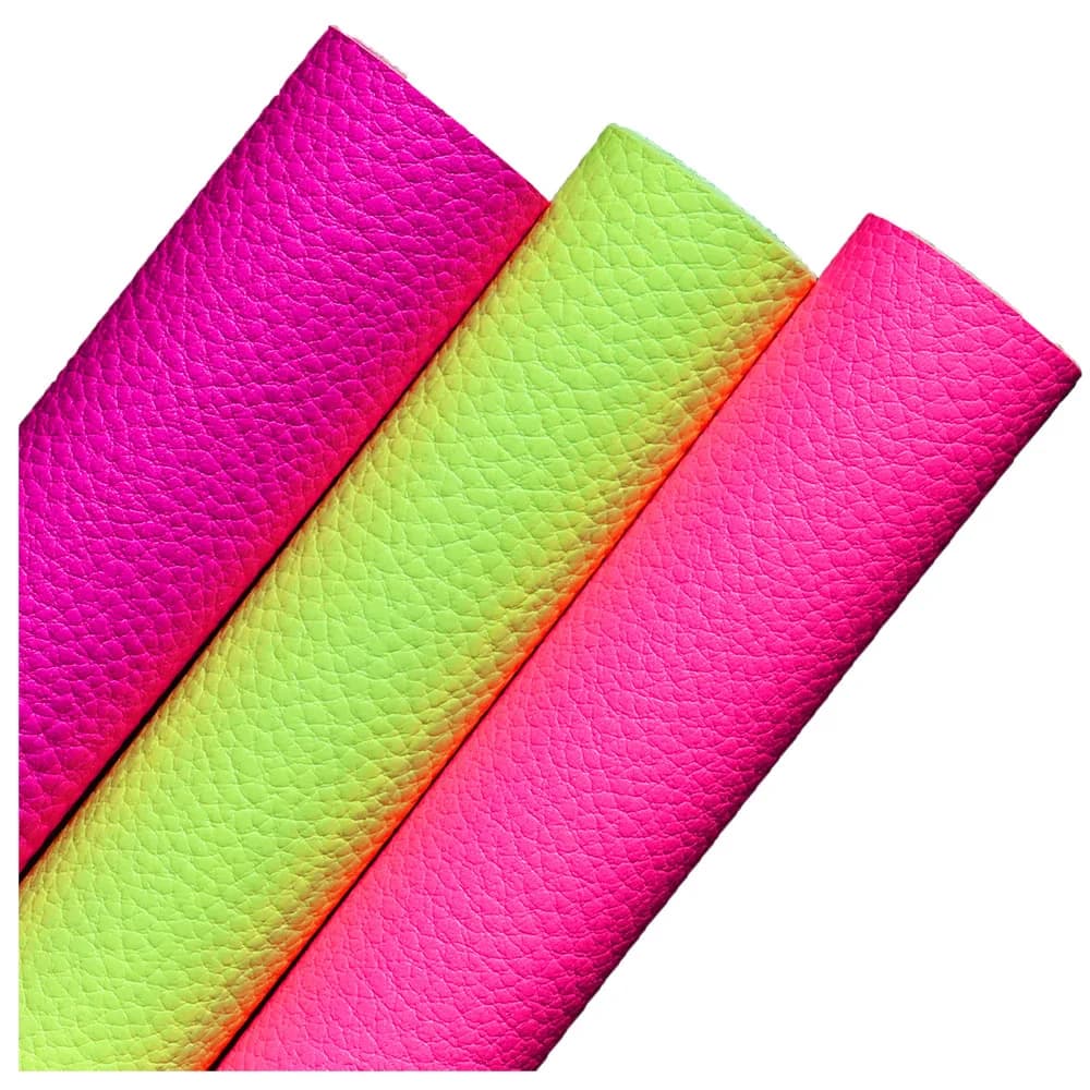 30x132 cm Rotolo Neon Rosa Giallo Litchi Strutturato Morbido Faux Tessuto Sintetico In Pelle PU Per Borse Archi Cucito Mestiere FAI DA TE BH469