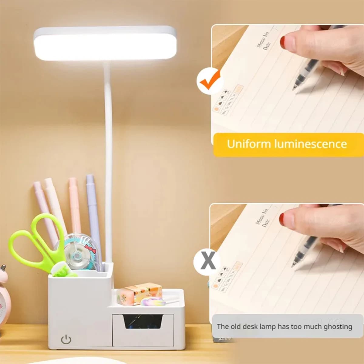 Lampada da scrivania a LED per la protezione degli occhi, ricaricabile, pieghevole, da tavolo, per camera da letto, comodino, lettura, protezione degli occhi, luce dimmerabile a 3 colori