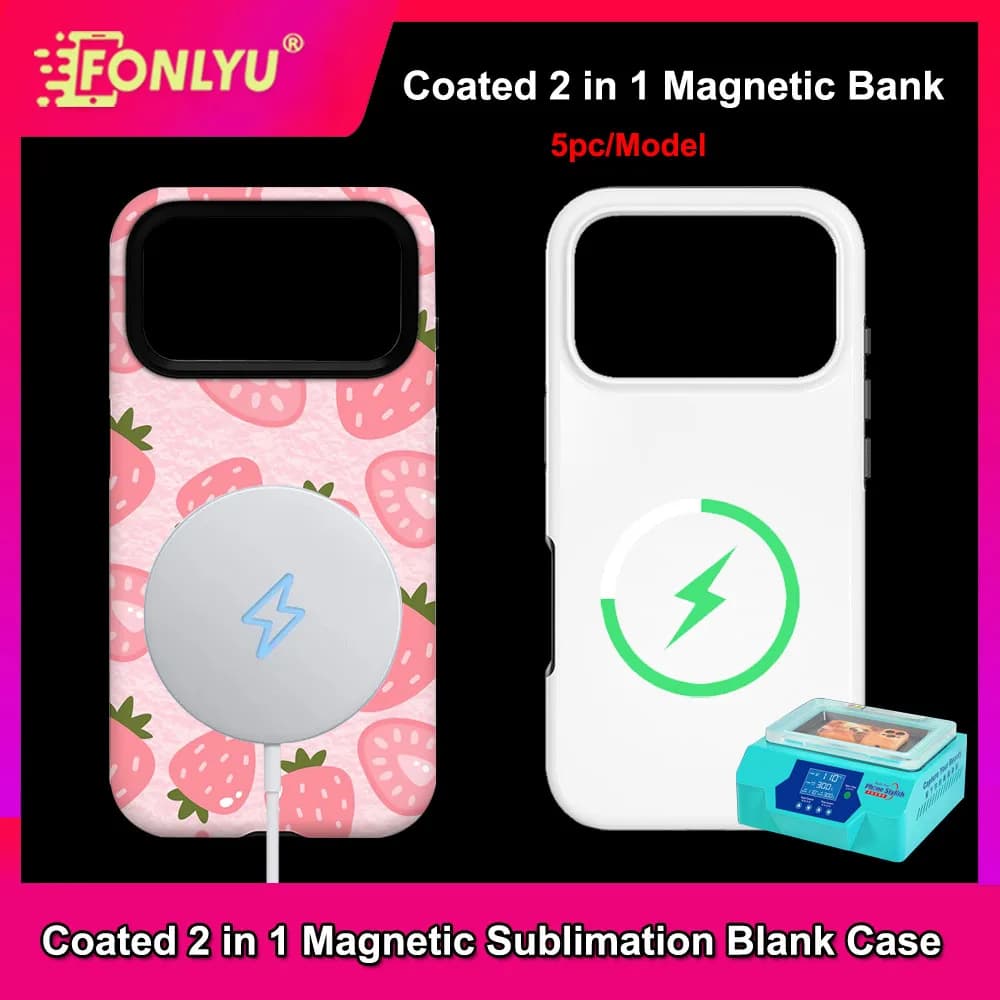 FONLYU 5 pezzi rivestiti magnetici 2 in 1 custodia vuota per iPhone 15 14 13 12 Pro Max Plus coperture termiche fai da te per sublimazione fai da te per telefoni