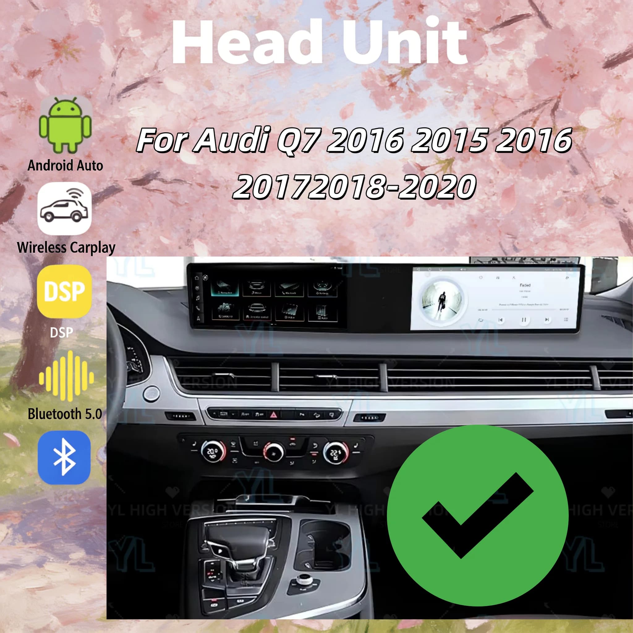 12.3" Android 13 Dual Screen For Audi Q7 2016 2015 2016 20172018-2020 Car Radio Multimedia Player Navigation GPS Carplay WIFI 4