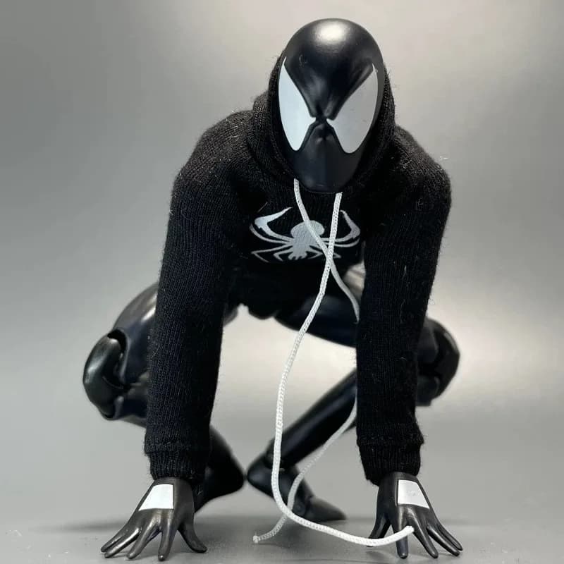 1/12 Scale Action Figures Spider Man Scarf with Wire Trendy Printed Hoodie Pants Jeans Clothes for 6-inch Soldier Body Decor