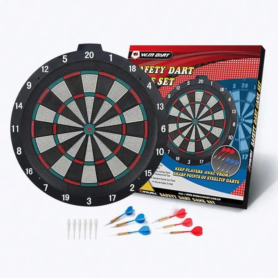 18-Inch Soft Plastic Dart Board, Indoor Entertainment Game Interactive Darts Target, Comes With 6pcs Plastic Tip Darts And 6pcs