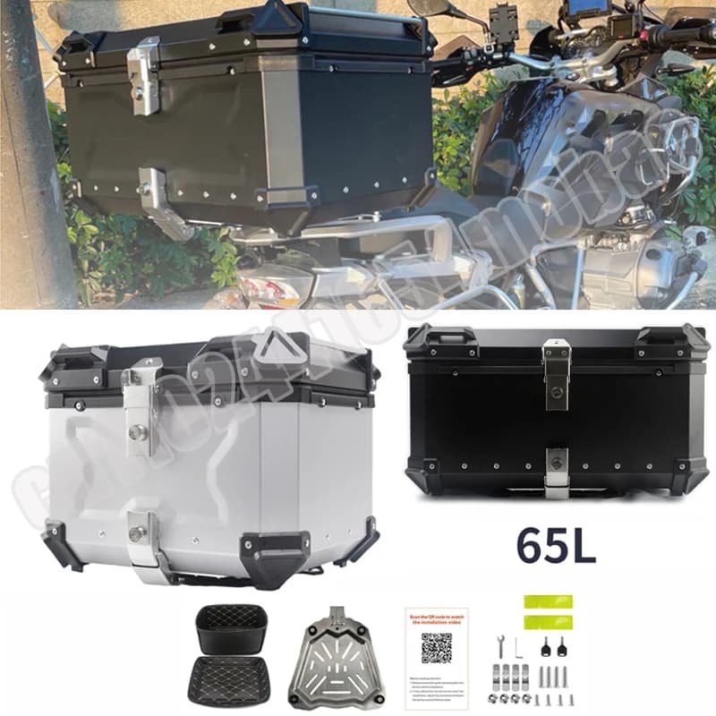 100L 80L 65L 55L CNC Moto In Alluminio Posteriore Bagagli Tronco Moto Casco Box Coda Posteriore Custodie Per Attrezzi Tronco Moto scatola di coda