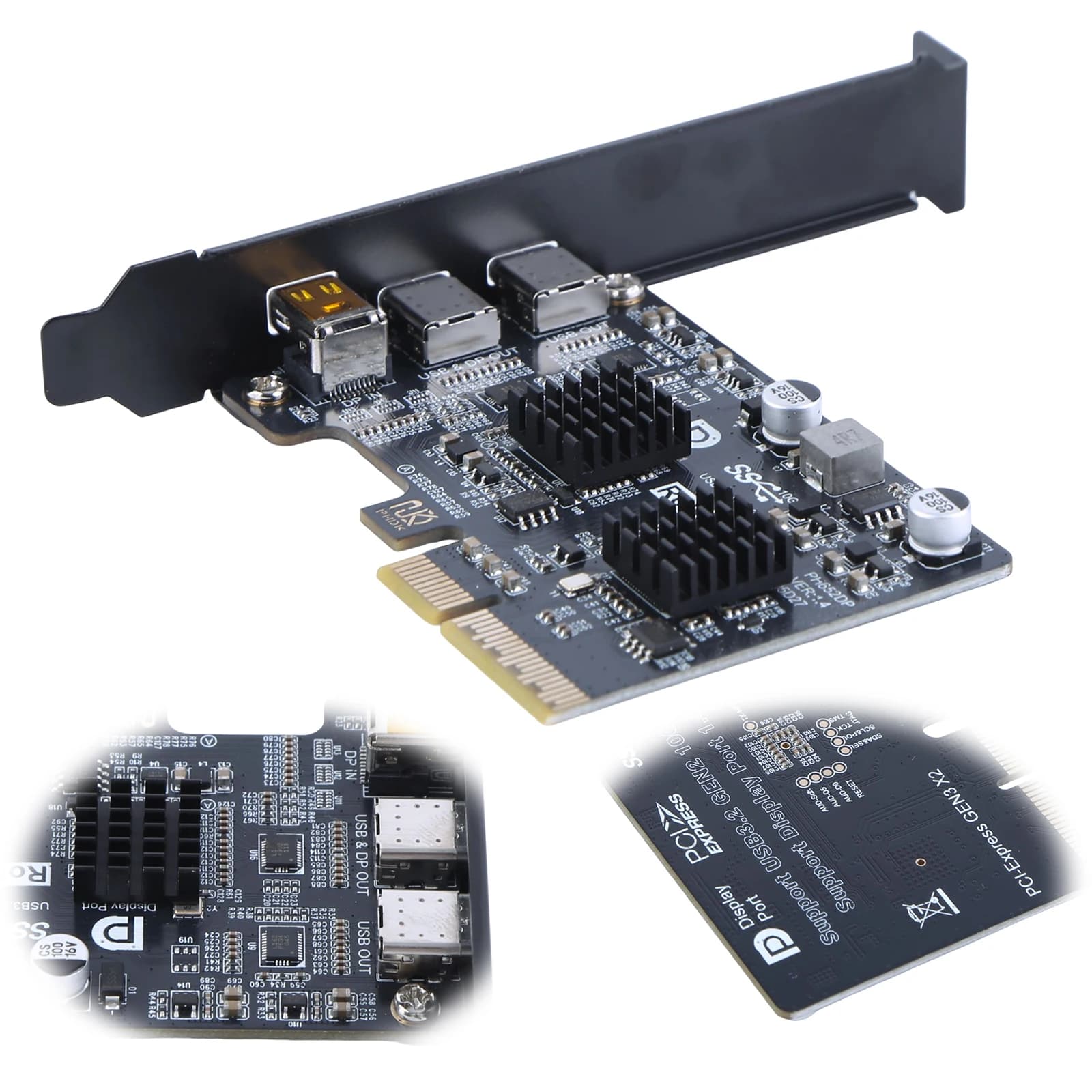 Scheda di Espansione Type-C con Controller ASM3142, Docking Station con Doppia Porta USB-C, Adattatore per Monitor con Porta TYPE-C