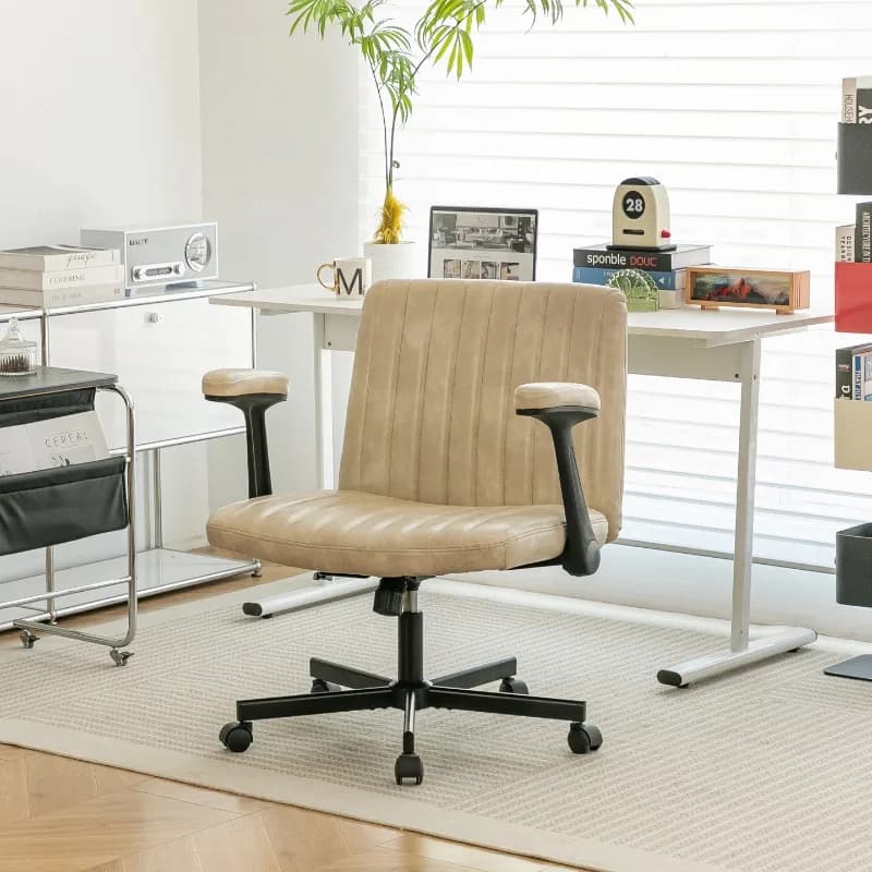 Sedia da computer ergonomica con gambe incrociabili, regolabile in altezza, con sollevamento a gas antideflagrante e ruote per carichi pesanti, ideale per la cameretta delle ragazze