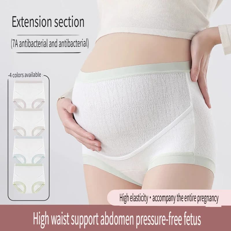 Women's Plus Size Maternity Panties Cotton Over Bump Underwear Brief L to 2XL High Waist Pregnancy Panties Adjustable Waistband