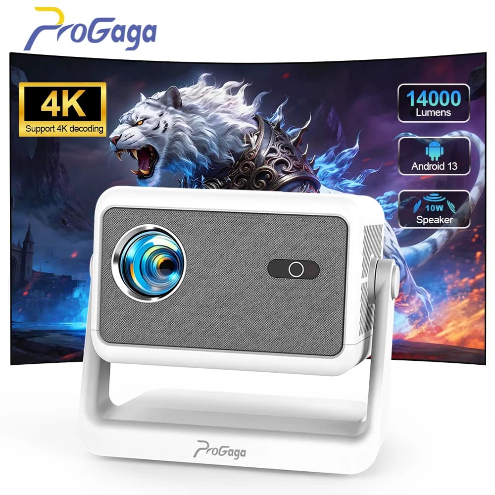 PROGAGA PG370MAX Proiettore Android 4K, Proiettore Portatile HD 1080P, Mini Proiettore Smart WiFi6 per Home Theater, Proiettore Video 4K per Giochi