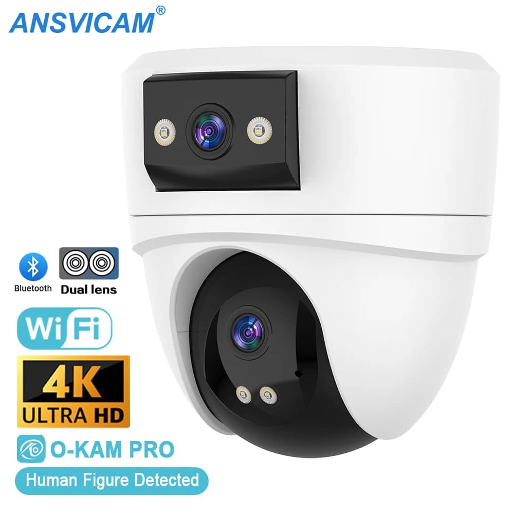 Telecamera IP WiFi 4K 10MP a Doppia Lente 360° ° Telecamera di Sicurezza PTZ con Visione Notturna e Rilevamento Umano, Monitor CCTV per Bambini O-Kam Pro