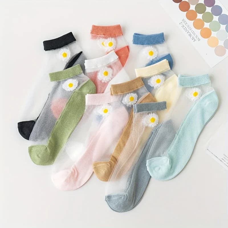 9 pairs of ankle socks in japanese style: breathable mesh and poly-elastan blend that absorbs moisture