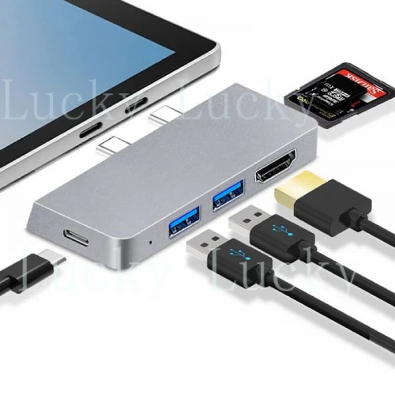 Parti di Ricambio per Docking Station Nera/Argento per Surface Pro9 X da Type-C a HDMI
