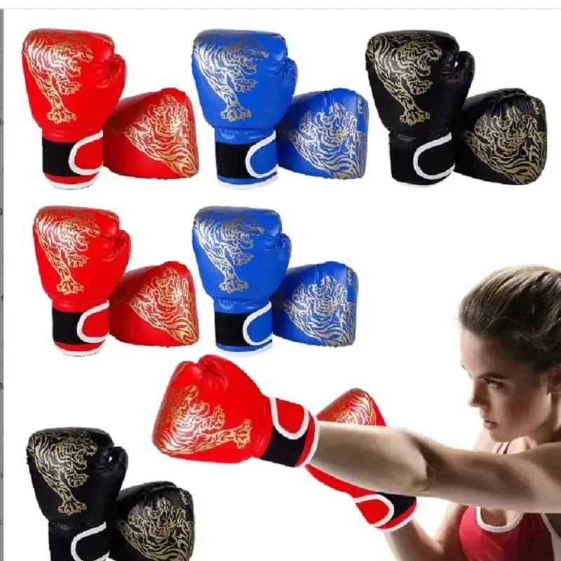 Breathable PU Leather Boxing Gloves Training Kickboxing Gloves Fighting Mitts for Indoor Outdoor Gym Sports