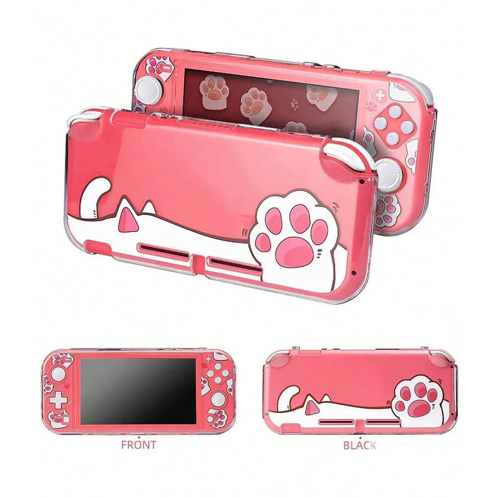 Custodia protettiva Joycon con motivo Cat-Pad trasparente anti-shock per PC rigido per accessori per console Nintendo Switch Lite