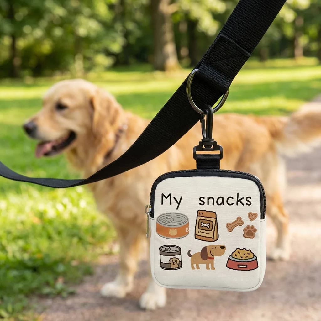 Nuova borsa per cibo per gatti con disegno a cartoni animati, borsa per cibo per cani con stampa di zampa, borsa per snack per animali, borsa portatile per cibo per cani da usare fuori casa, borsa per snack per animali domestici