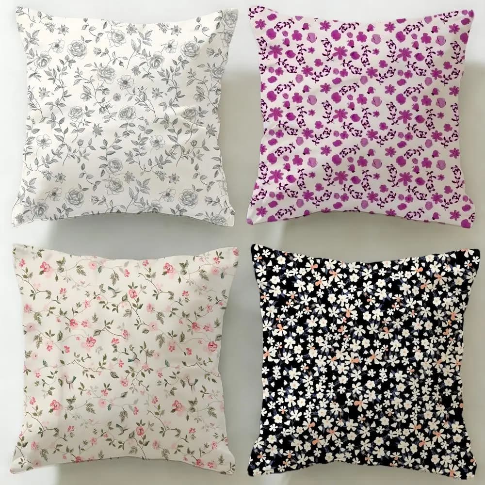 Fodera per cuscino con piccoli motivi floreali, morbida e facile da lavare – Versatile per divano, letto, viaggi e ufficio