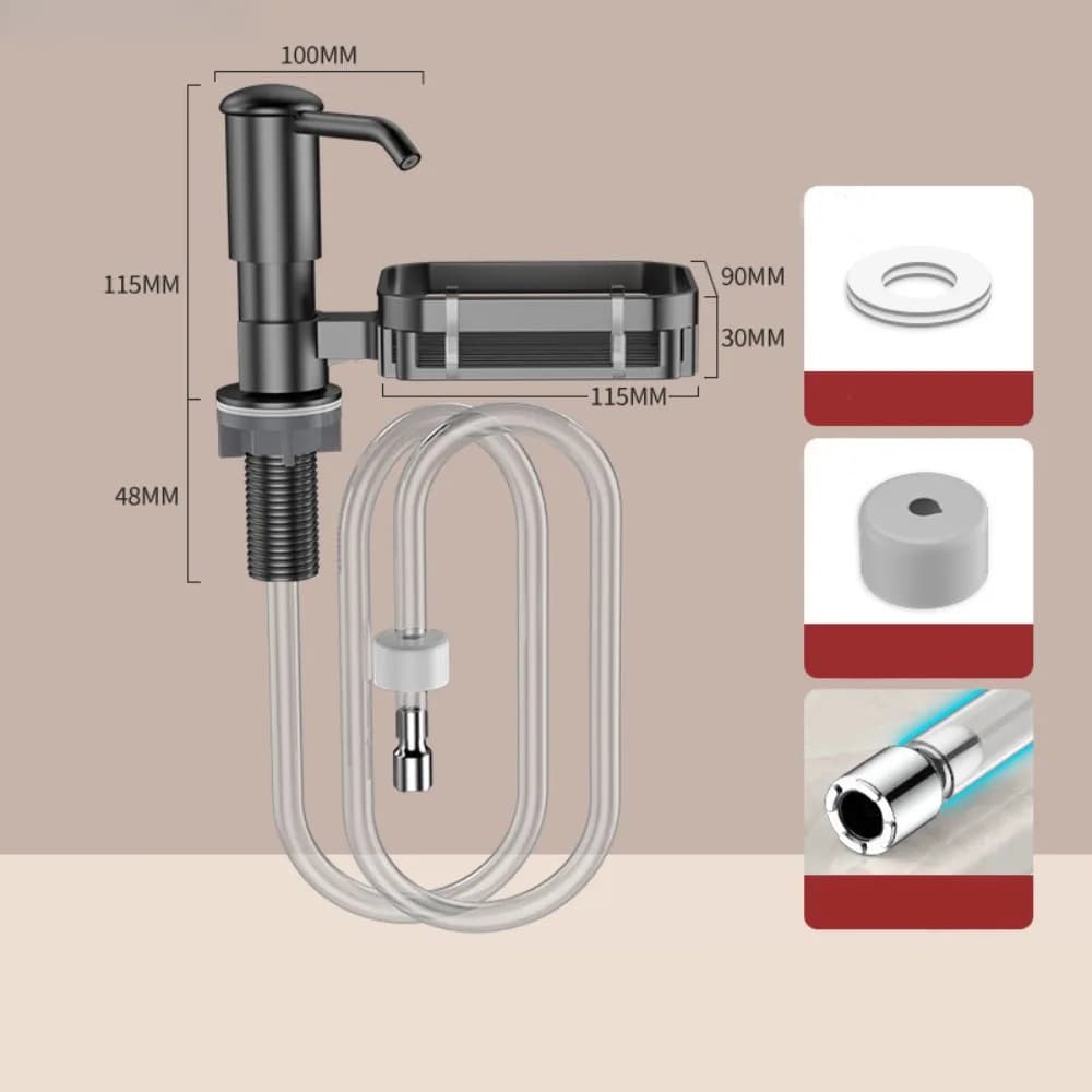 Brushed Nickel Built in Soap Dispenser High Suction Power Space Saving Sink Soap Dispenser Rust-proof Wear-resistance