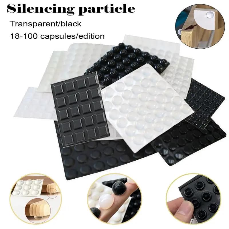 Paraurti rotondo/quadrato Fermaporta autoadesivo Tampone ammortizzatore in gomma Cuscinetto protettivo per cassetti per mobili in silicone nero/trasparente