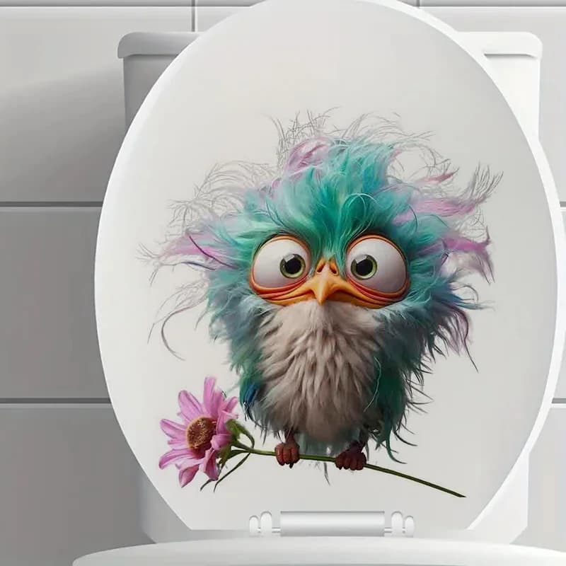 90618 # Adesivi per toilette con uccelli pazzi e divertenti, parete luminosa per la casa, armadietto, porta, decorazione del frigorifero, decalcomanie per auto in vinile