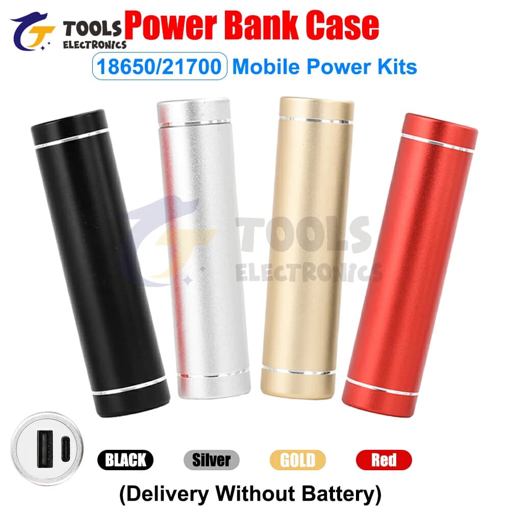 18650/21700 Kit custodia Power Bank Kit di alimentazione mobile di tipo C senza saldatura cilindrica in lega di alluminio 5V2A ricarica rapida