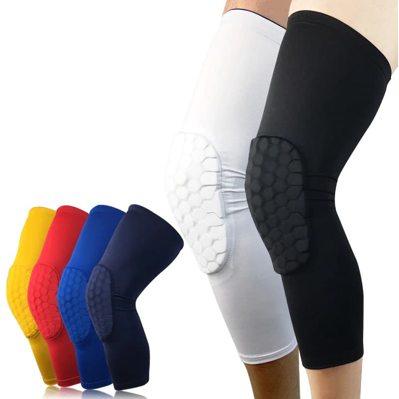 Ginocchiere di Sicurezza per Basket, Pallavolo e Sollevamento Pesi, Manicotti a Compressione per Gambe con Imbottitura a Nido d'Ape