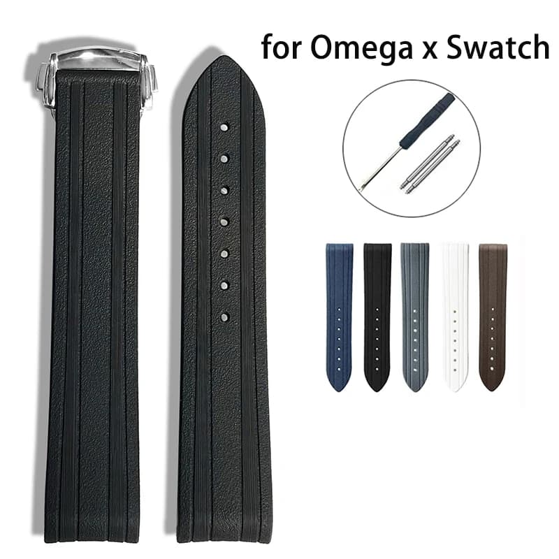 Cinturino in silicone per Omega x Swatch MoonSwatch 20mm fibbia pieghevole curva uomo donna sport gomma impermeabile sostituisci cinturino