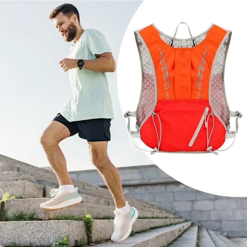 Reflective sports backpack for hydration, light vest for water bottle, waterproof cycling hydration bag