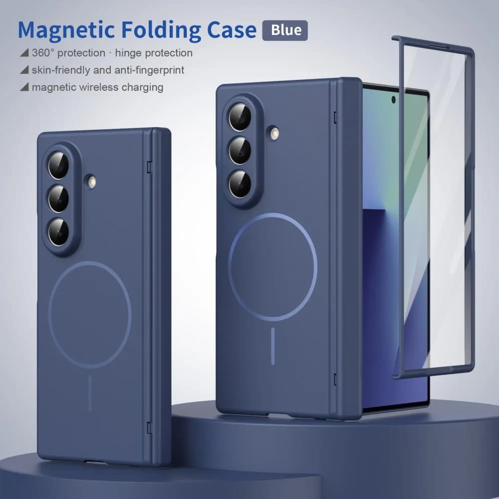 For Samsung Z Fold 7 Case Shockproof Hinge Protective Magnetic Cases For Samsung Galaxy Z Fold 7 6 5 For Magsafe Frosted Cover