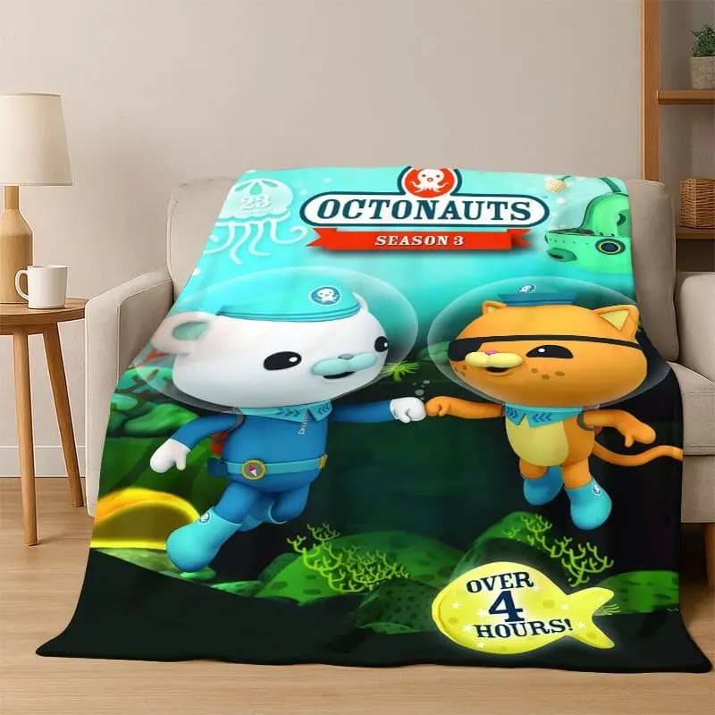 The Octonauts Barnacles Cute Cartoon Flannel Blanket Soft Warm Blanket Throw Blanket for Bedroom Living Room Bed Travel