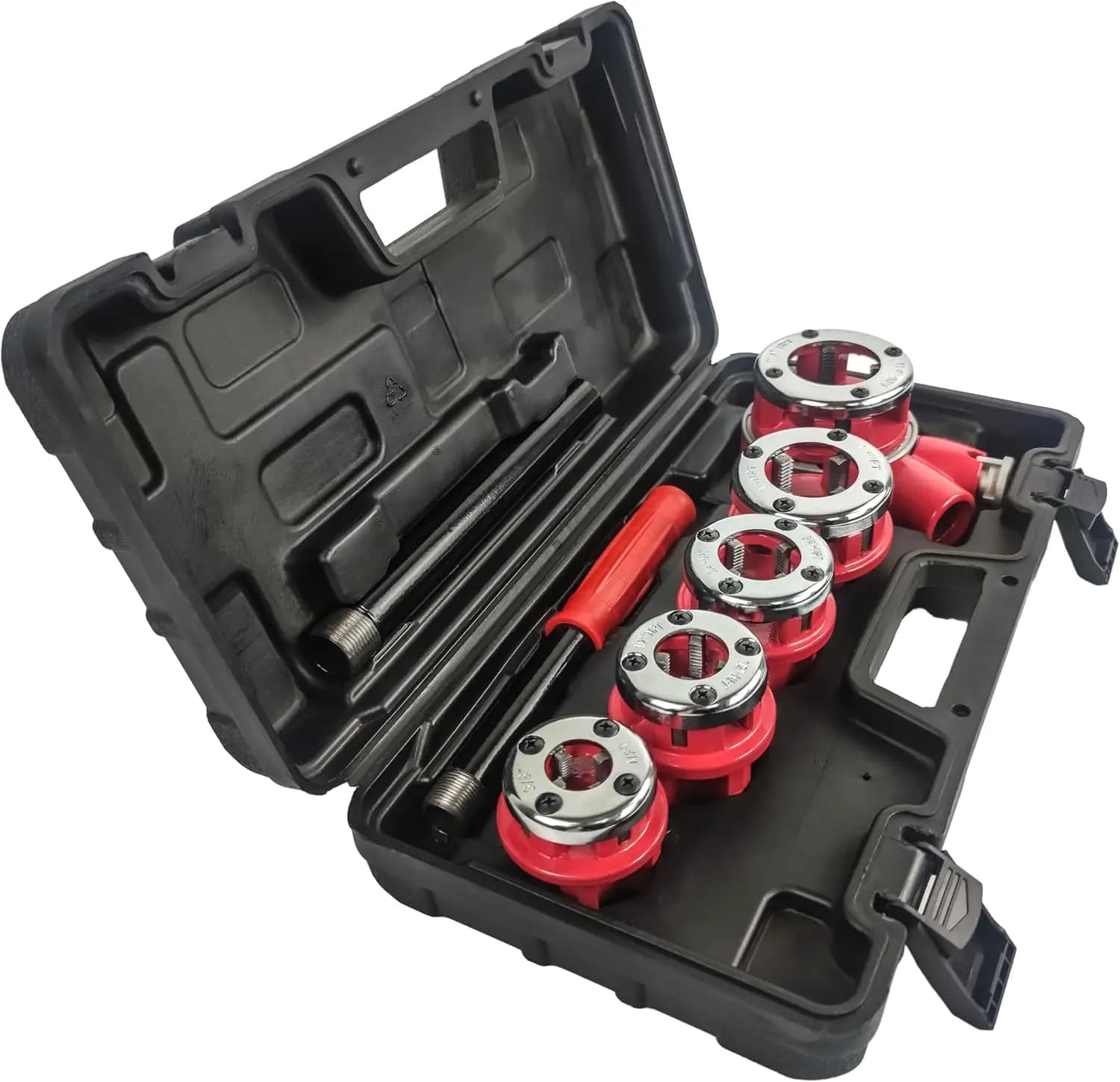 Kit Filettatore a Cricchetto per Tubi con 5 Filiere (3/8", 1/2", 3/4", 1", 1-1/4") per Utensili Idraulici Professionali