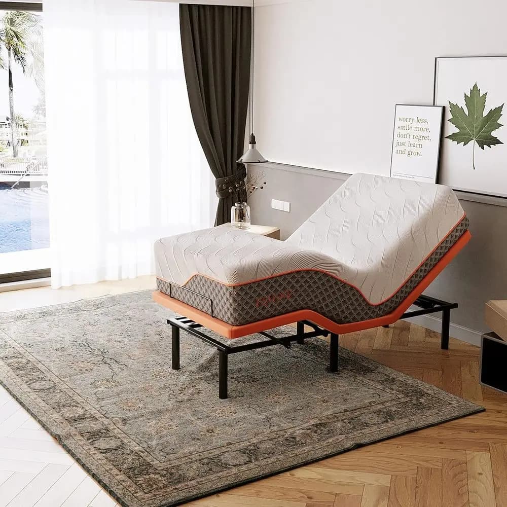 Materasso Ibrido Twin XL Regolabile con 14 Strati di Memory Foam Gel, Massaggio, Telecomando Wireless, USB, Luce Notturna, Durezza Media, 3000 Molle