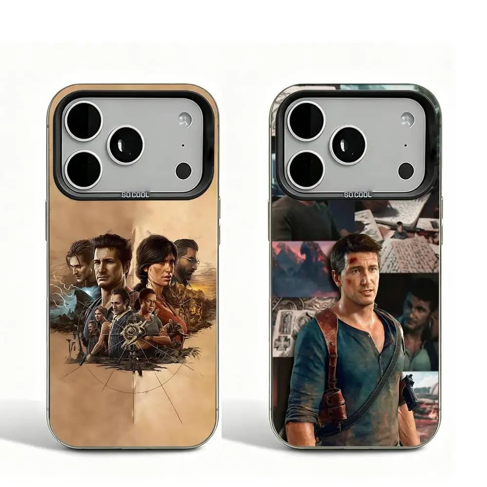 N-Nathan D-Drake Black Matte Large Camera Hole Case For iPhone 17 16 15 14 13 12 11 Pro Max Plus Air XR Bumper Cover
