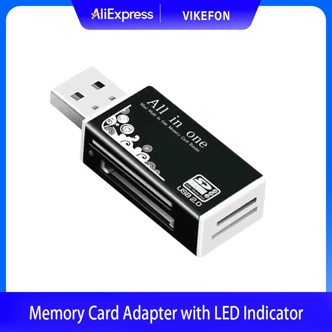 Lettore di Schede in Lega a 4 Porte USB 2.0 per Micro SD, TF, M2, MS Pro Duo, MMC, SDHC, DV, Adattatore per Schede di Memoria per Telefono e Fotocamera con Indicatore LED