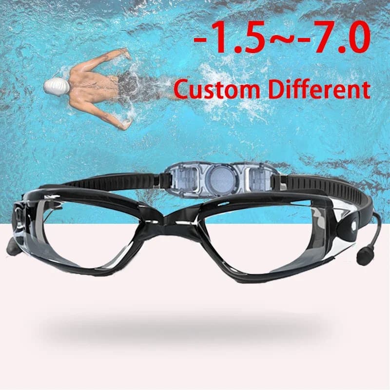 From -1.5 To -7.0 Adult Miopia Silicone HD Transparent lenses Anti Fog Swimwear Customized swim glasses Different degrees Left Right Eye
