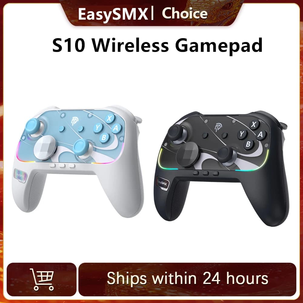 EasySMX S10 TMR Joystick RGB Controller Gamepad Wireless Compatibile con Switch 1/2/PC/Telefono/TV/Steam, con Funzione Wake Up, per Pokemon