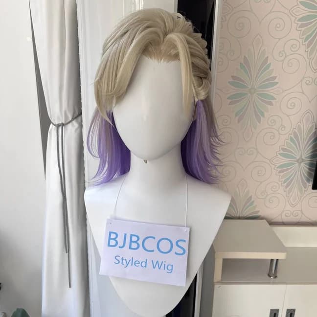 [Styled Wig]Vil Schoenheit Cosplay Wig Twisted Wig Wonderland Blonde Purple Mixed Styled Synthetic Hair + Wig Cap