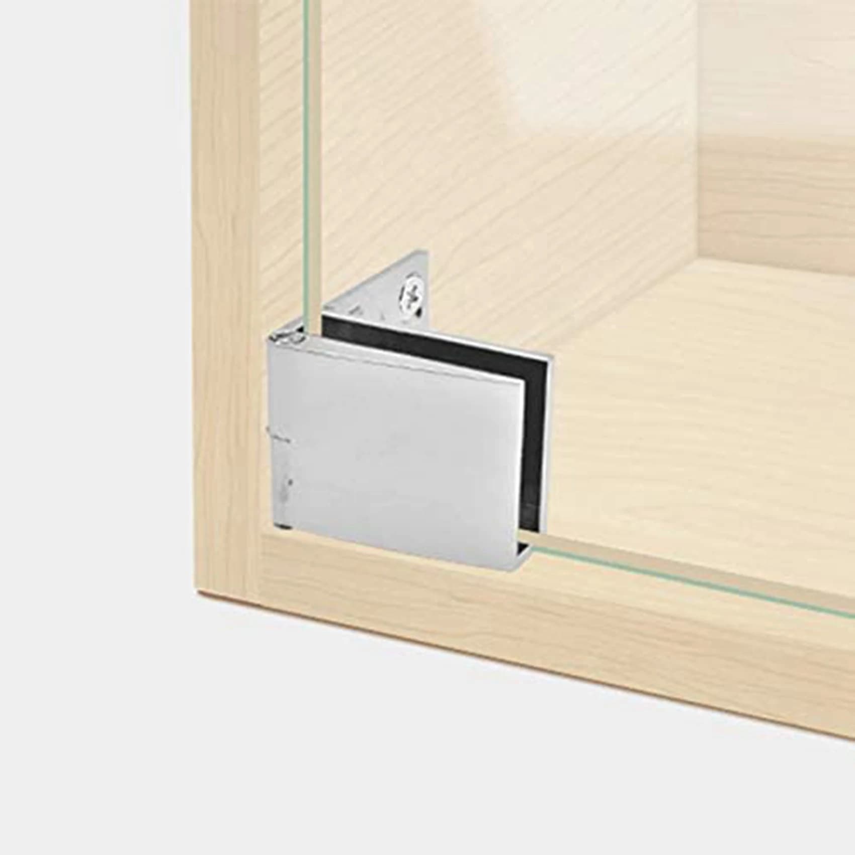 AB11-16 Set di Cerniere per Porte in Vetro, Cerniere per Vetrine, Cerniere per Cantinette, Cerniere per Espositori in Vetro