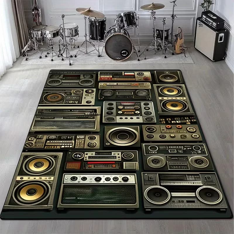Tappeti per tappeti con dischi in vinile vintage con musica classica per soggiorno, camera da letto, divano, cucina, bagno, tappetini antiscivolo, tappeto da cucina