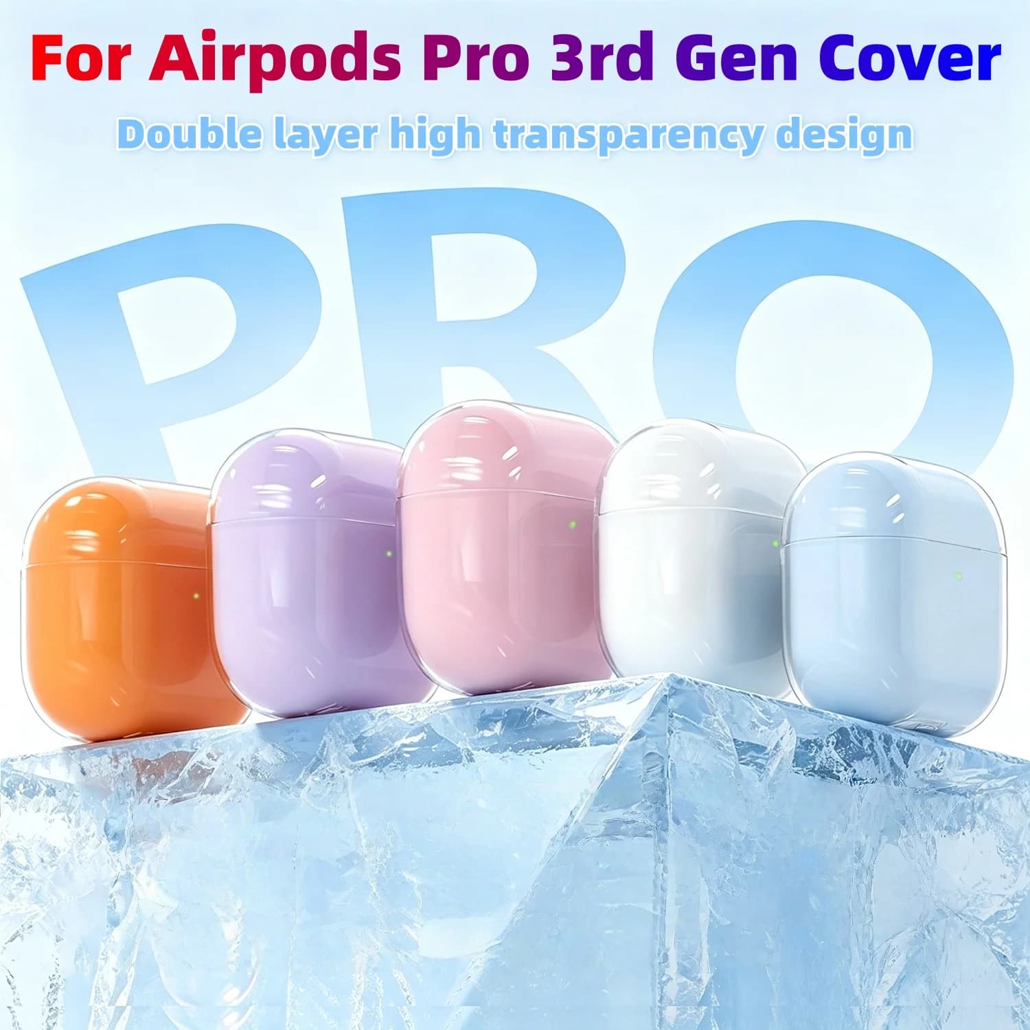 Air Pod Pro 3rd Gen (2025) USB-C Cable Cover TPU+Silicone Transparent double-layer ice earphone case New for Airpods Pro 3 Funda