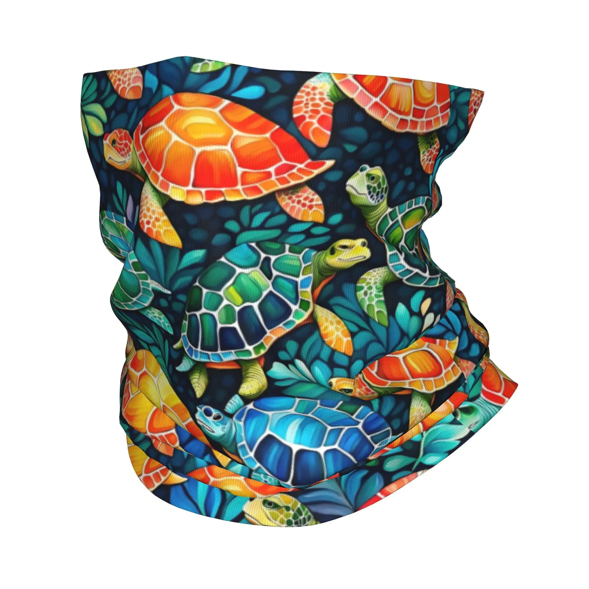 Sciarpa bandana invernale con protezione UV personalizzata divertente colorata tartaruga marina per donna uomo per ciclismo