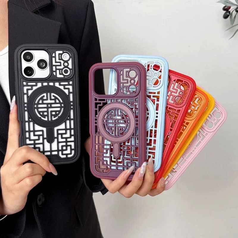 Soft TPU Border Hollow Heat Dissipation For Magsafe Magnetic Phone Case For iPhone 18 17 Pro Max 15 14 13 16 Pro Max Back Cover
