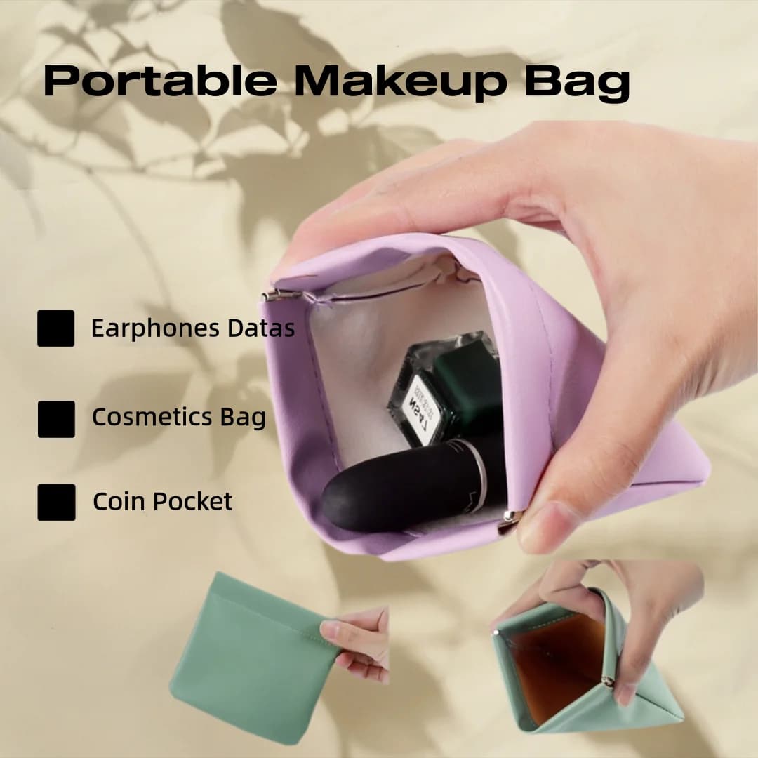 Borsa per il trucco da viaggio Chiave per rossetto Cavi dati per auricolari Custodia per organizer Porta carte Portamonete Borsa per riporre chiusura automatica