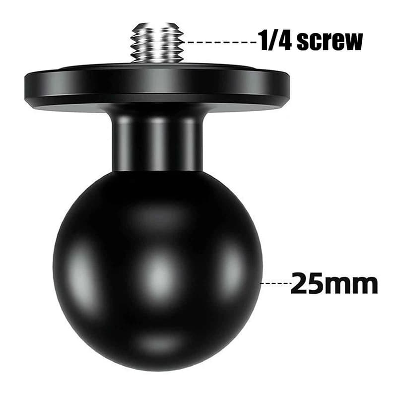Universal adapter for head with 1 '' aluminum ball mounting threaded by 1/4 '' for action room support with double grip arm